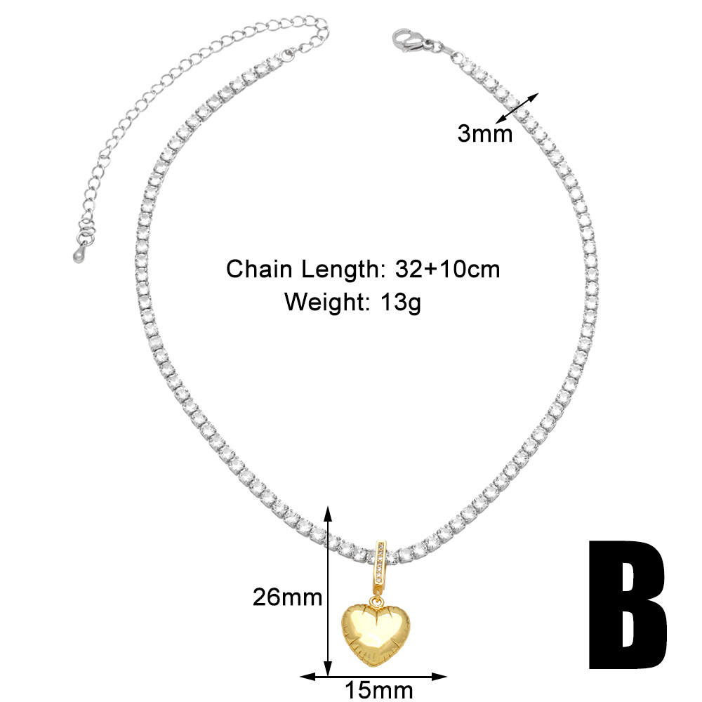 Star, Heart Shape Pattern Copper 18K Gold Plated Simple Style Star Heart Shape Inlay Zircon Pendant Necklace