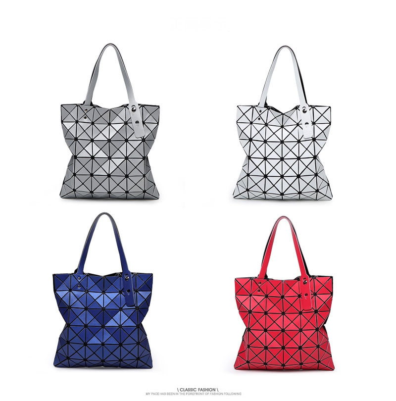 PU matte diamond shaped foldable geometric diamond grid single shoulder handbag in Japan_voghion.com