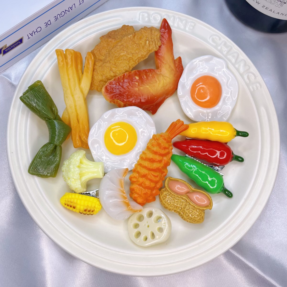 仿真食物发夹烧烤个性边夹女刘海夹头饰发饰批发文艺复古韩式百搭