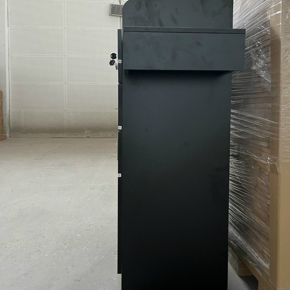 Gabinete de salón negro 2 piso independiente sin electricidad (anillo de acero inoxidable para tubos de aire)