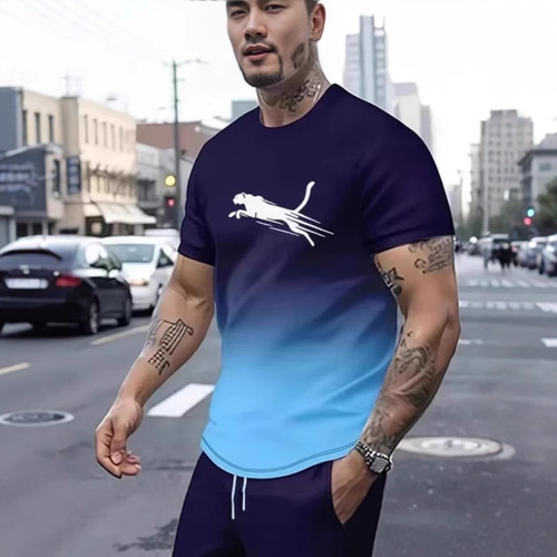 2025 Cross-border Bestselling Athletic Shirt Street Fashion Short-Sleeve T-Shirt Loose Men's 3D Digital Printing Foreign Trade