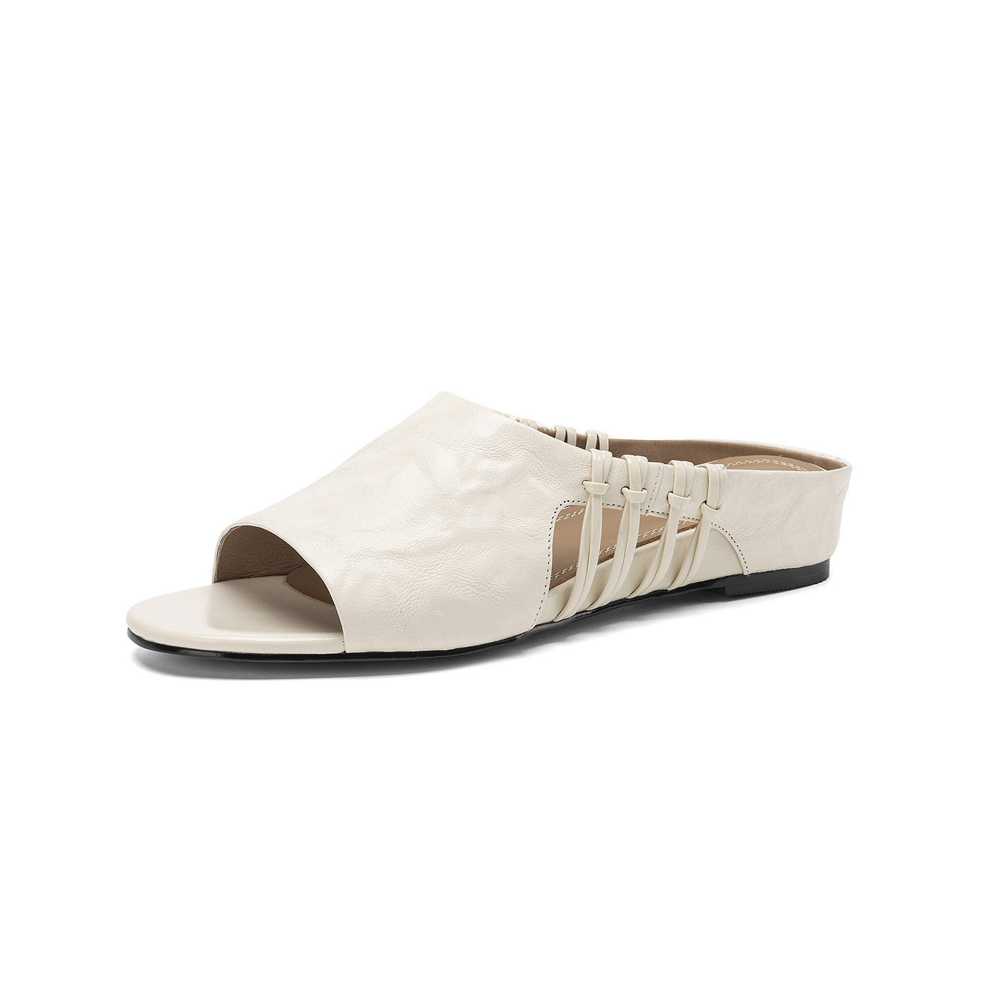 Sandal nữ quai chữ V hở mũi gót thấp mùa hè — đen