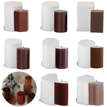 小号六边长方体香薰蜡烛硅胶模具 滴胶diy蛇纹条纹圆柱体石膏摆件