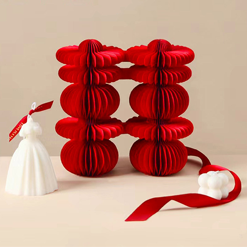 Wedding Woman's Wedding Room Living Room Stereo Happy Word Wedding Decoration Decoration Engagement Ornaments Honeycomb Wedding Supplies