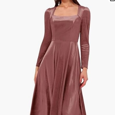 Women's long velvet dress square collar cocktail party formal evening dress bridesmaid wedding guest dress