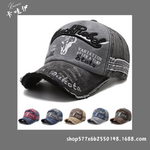 亚马逊棒球帽男士水洗做旧牛仔鸭舌帽休闲防晒帽时尚百搭大帽檐