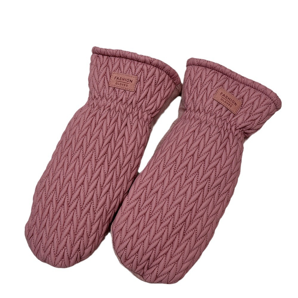 Invierno nuevo creativo de moda guantes de calentamiento estampado de esmalte grueso guantes antifrío de alta cara al por mayor