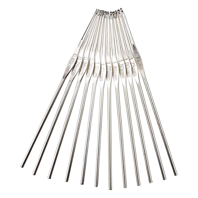 Набор металлических крючков для вязания из нержавеющей стали, 2024 года, хит продаж, в наличии, инструменты для вязания свитеров, одинарные крючки для вязания с полным комплектом спецификаций