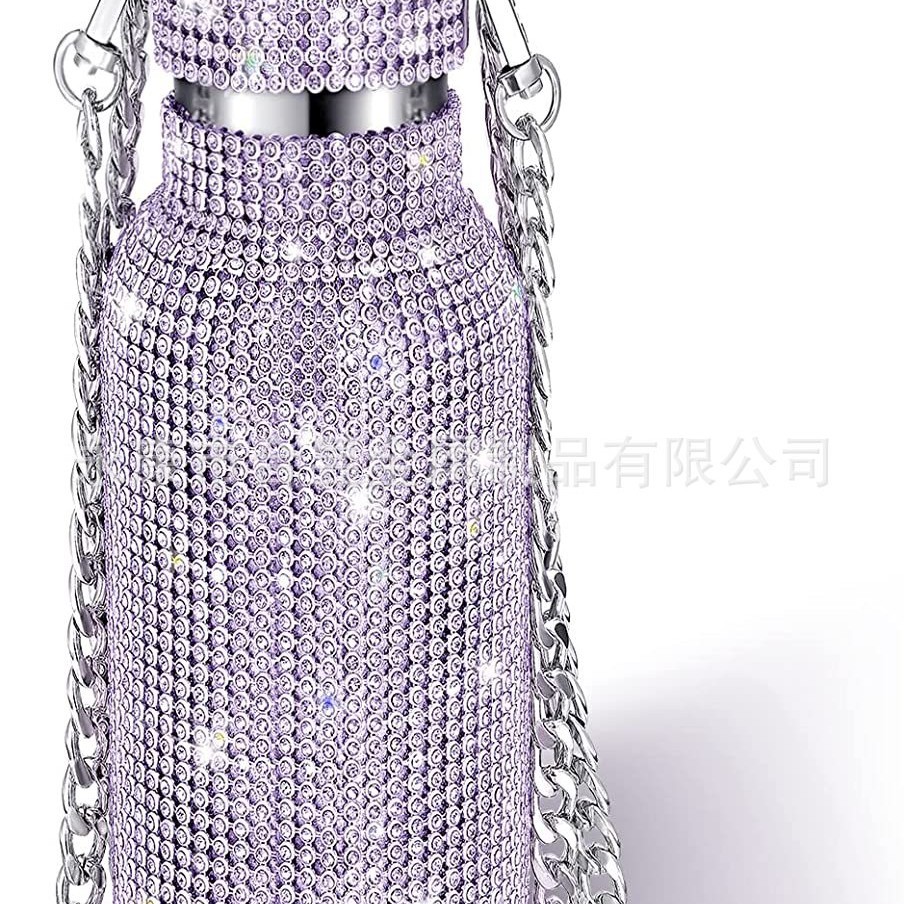 Taza de vacío incrustada en diamantes celebridad de Internet Taza de agua incrustada en diamantes TikTok tendencia creativa transfronteriza taza de agua portátil taza de vacío de diamantes de imitación