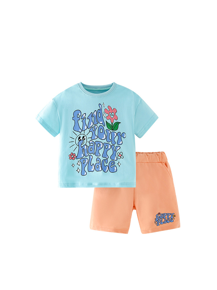 Malwee traje para niñas primavera y verano nuevos niños europeos y americanos casual de manga corta estilo occidental Pantalones deportivos traje de dos piezas para niños