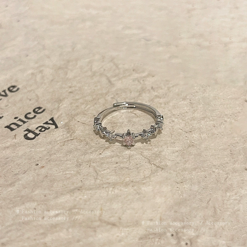 Ring adjustable, zircon micro-inlay, light-luxury simple elegant for index finger