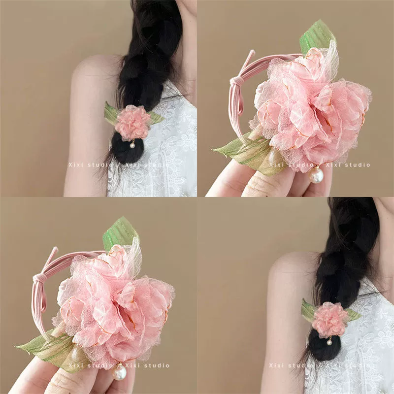 Новая розовая колечка для волос с диким хвостом