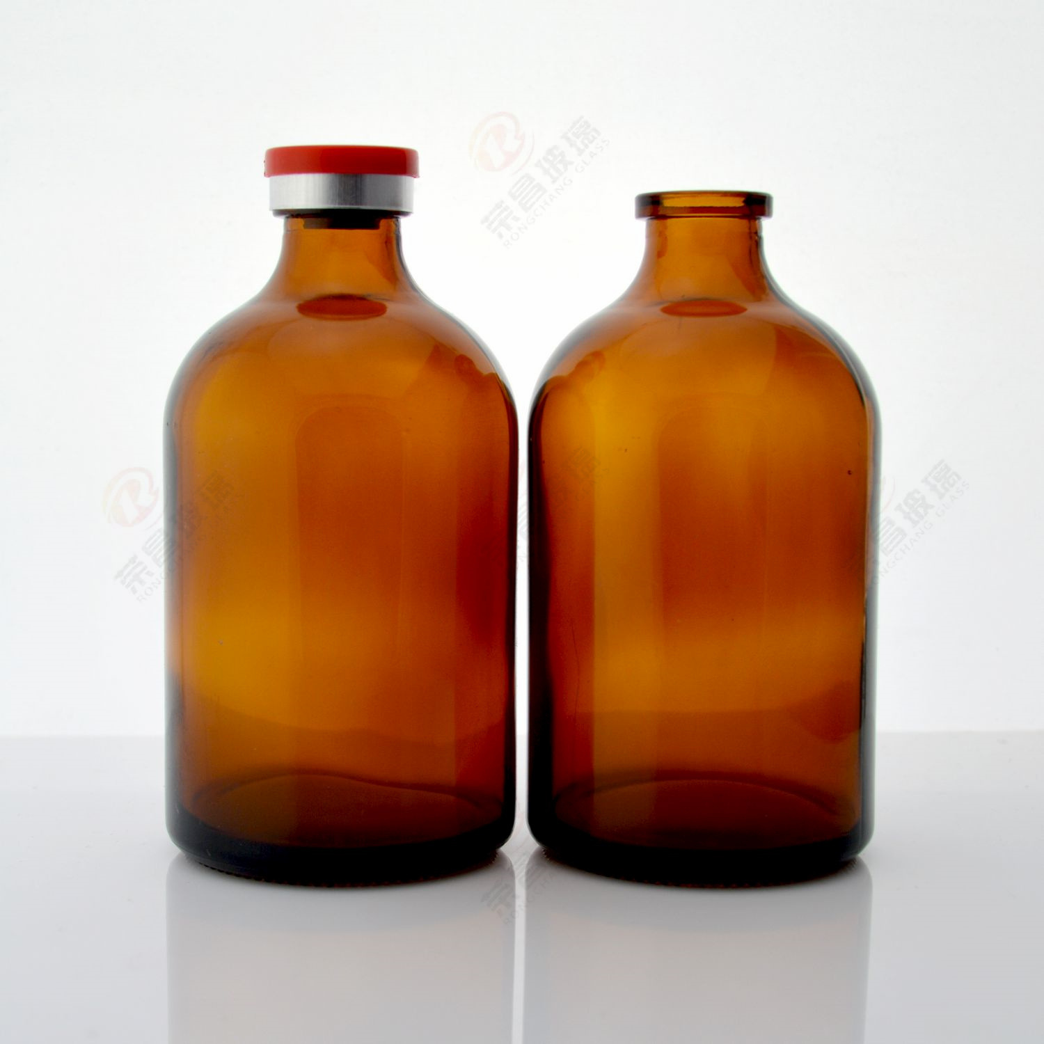 100ml钠钙玻璃模制注射剂瓶 100毫升棕色西林瓶 茶色兽药玻璃瓶