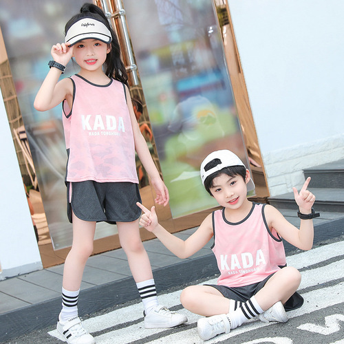 Boys' vest suit, girl's summer thin vest, children's vest, children's mesh quick-drying sports and leisure suit