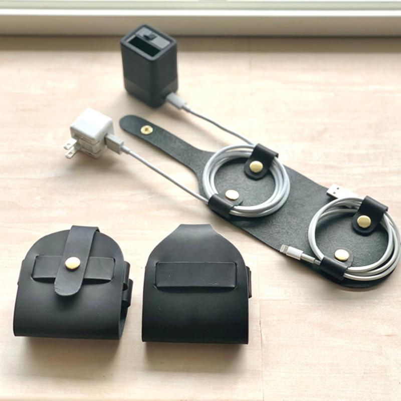 按扣式数据线收纳套装 多功能理线器有线耳机包 旅行充电线绕线器
