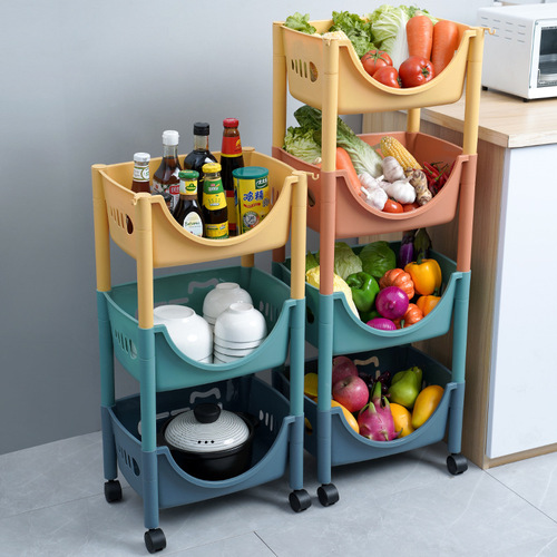 Kitchen vegetable rack floor-standing multi-layer fruit and vegetable basket household plastic storage vegetable rack toy storage rack