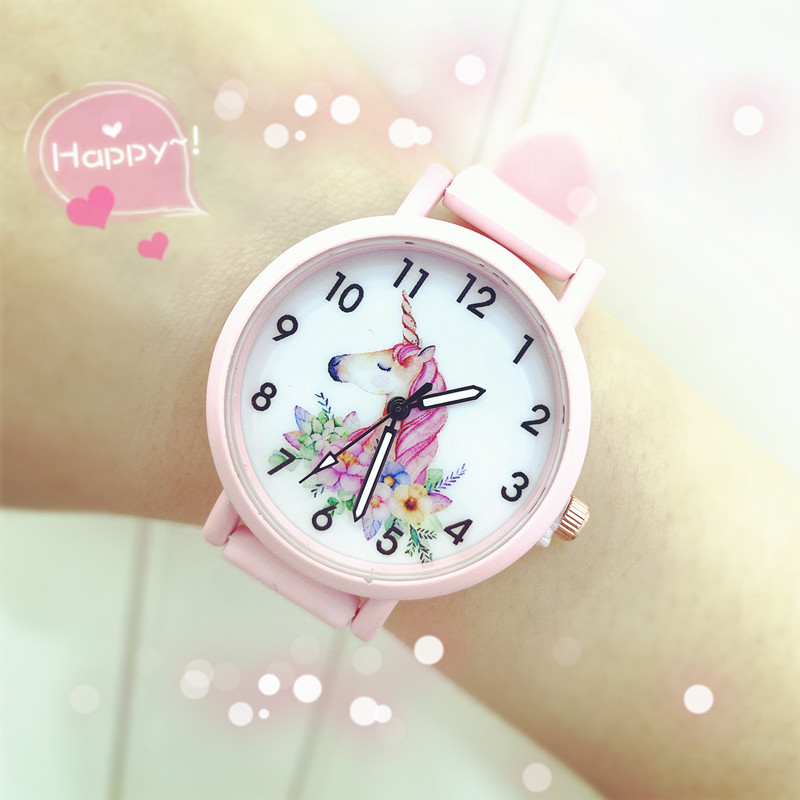 EBAY AliExpress WISH cartoon unicorn dinosaur silicone jelly band watch student children belt watch