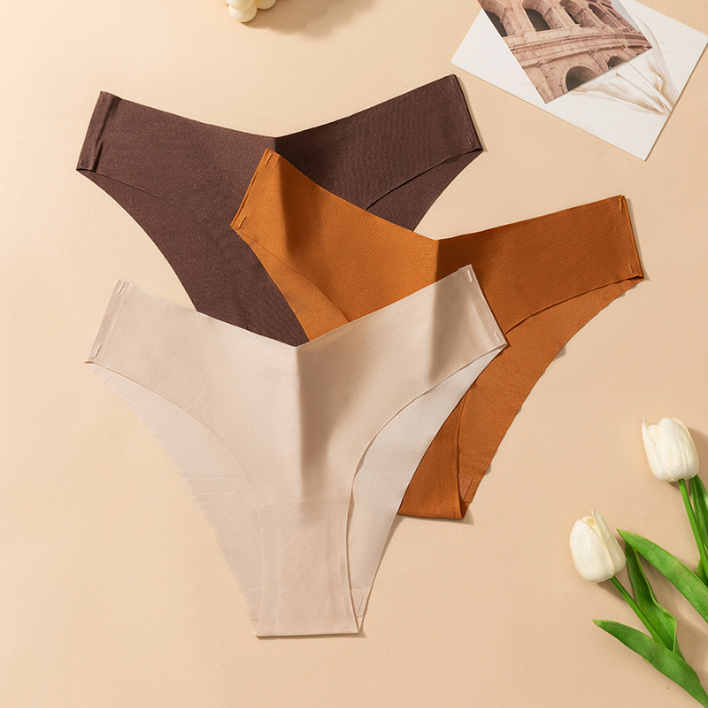 Hot sale ice silk seamless underwear women's fashion V-cut briefs pearlescent breathable fabric women's plus size pants HOT Hot sale ice silk seamless underwear women's fashion V-cut briefs pearlescent breathable fabric women's plus size pants HOT