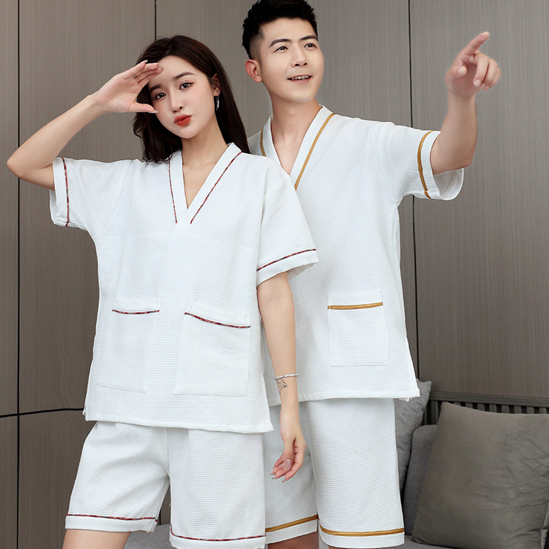 New high-grade male home pure cotton sweat suit female bath center leisure sleep bath suit home dress robe wholesale