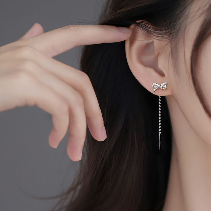 925 arco de plata esterlina nicho ligero lujo coreano pendientes 2024 nuevos pernos de moda orejas para mujeres image 3