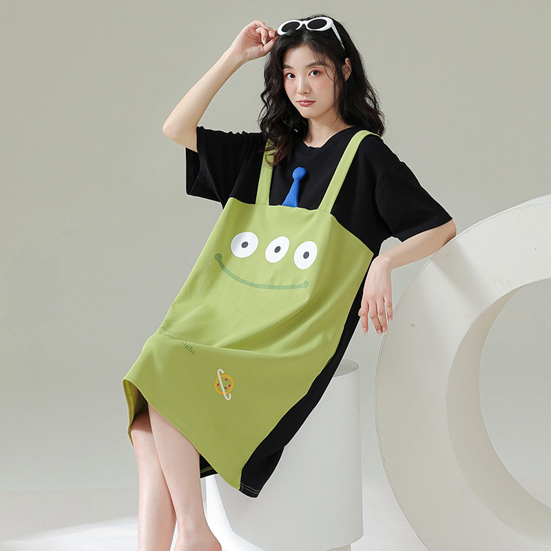 Pareja de pijamas de verano de algodón de manga corta de Internet celebridad oso lindo de dibujos animados nuevo camisón ropa de casa de las mujeres traje de verano