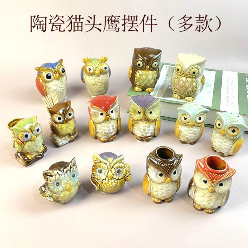 Creative foreign trade ceramic handicrafts ornaments, cute cartoon owl ornaments, cross-border best-selling special bird ornaments