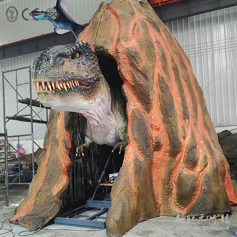 Simulación de dinosaurio T. rex esponja de silicona de alta densidad maquinaria móvil juego eléctrico simulación de escultura de dinosaurio