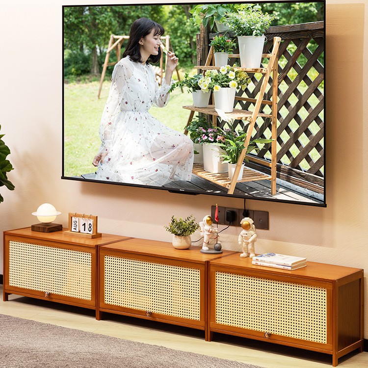 Tv Cabinet 2025 New Living Room Home Coffee Table Combination Small Apartment Storage Solid Wood Floor Cabinet Wholesale