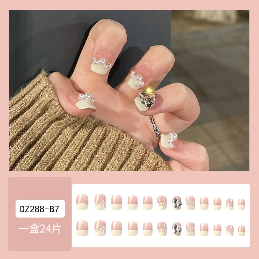 Perla usable avanzada nail art pieza de uñas desmontable arco falso parche de uñas hecho a mano desgaste de uñas al por mayor