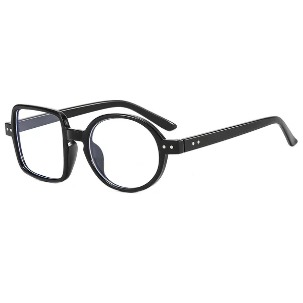 New Style Asymmetrical Left-Right Round Glasses Full-Frame Semi-Round Semi-Square Non-Prescription Glasses Anti-Blue Light Glasses