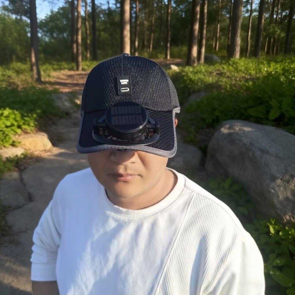 Cappellino da baseball estivo traspirante con ventola ricaricabile tramite USB ad energia solare, con rete protettiva contro il sole, per uomo e donna, ideale per sport all'aria aperta._voghion.com