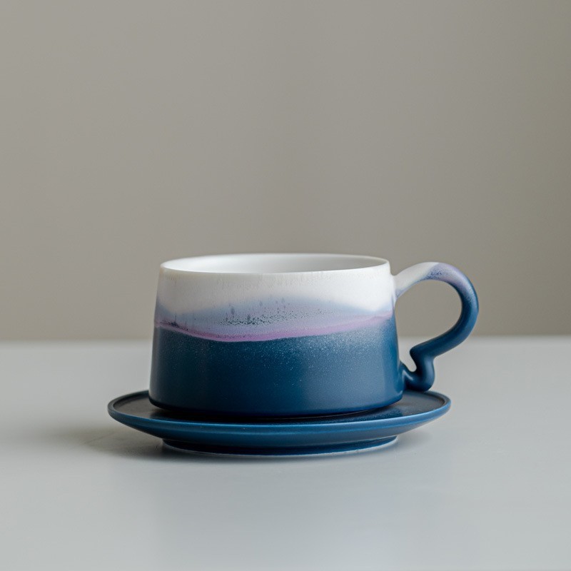 日本有田烧山水渐变陶瓷咖啡杯碟套装手冲拉花杯下午茶复古马克杯|undefined