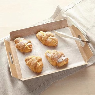 Bamboo Bread Tray Home Living Room Square Dried Fruit Snack Display Tray with Handle Bamboo Wooden Breakfast Plate Wholesale