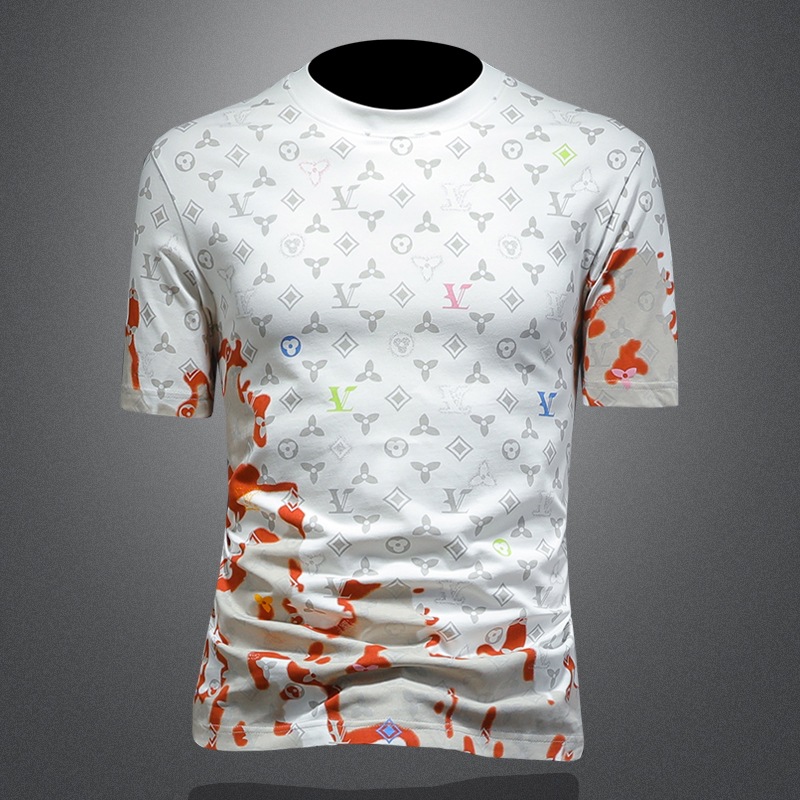 Camiseta de algodón de manga corta para hombre ligeramente ancha 2025 nueva estación europea de alta calidad venta directa de fábrica camiseta de media manga para hombre