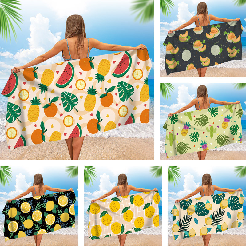 Summer Colorful Fruit Print Beach Towel Watermelon Cantaloupe Lemon Seaside Swimming Absorbent Shawl Picnic Mat Summer Colorful Fruit Print Beach Towel Watermelon Cantaloupe Lemon Seaside Swimming Absorbent Shawl Picnic Mat