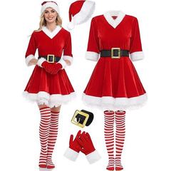 2025年新作 クリスマスコスチューム 大人女性用 ストライプ柄 ステージ衣装 コスプレ