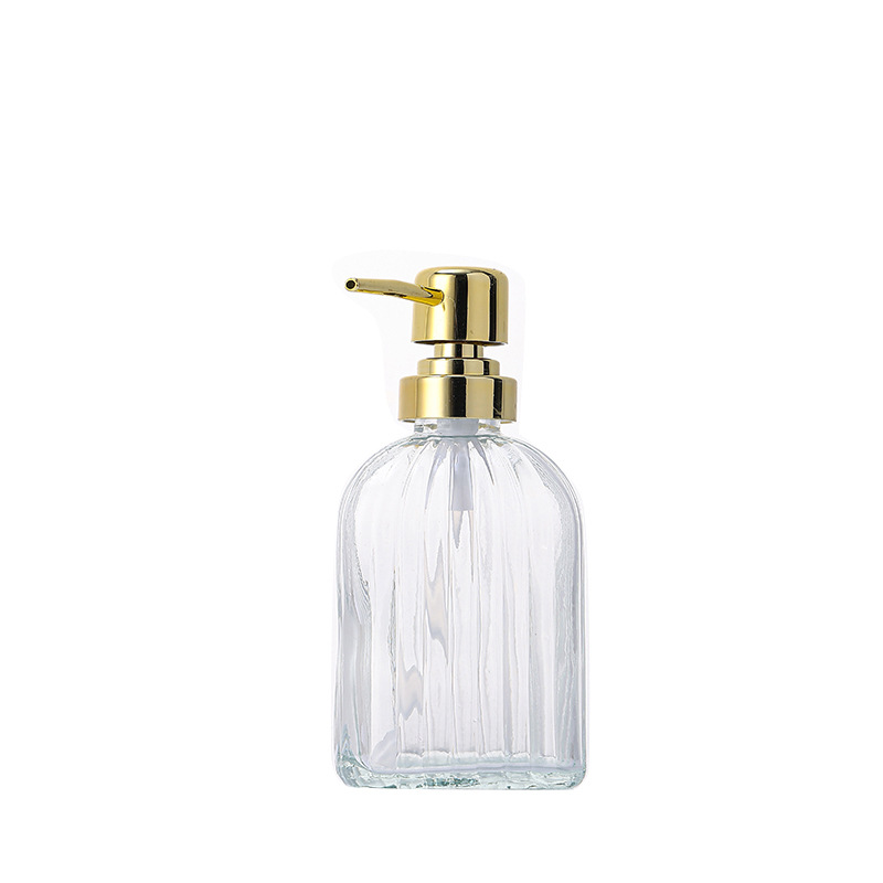 Botellas vacías de vidrio para gel de ducha/champú/loción, con dosificador a presión y opción de grabado/impresión de logotipo, venta al por mayor.