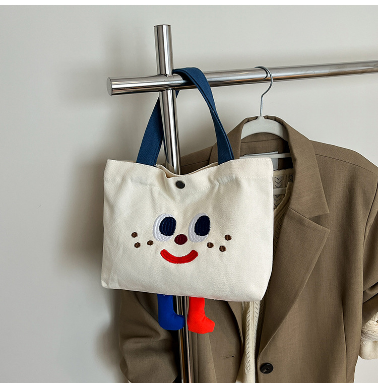 ins mini canvas bag, cute peach tote bag, Korean girl snack bento small bag canvas bag wholesale undefined