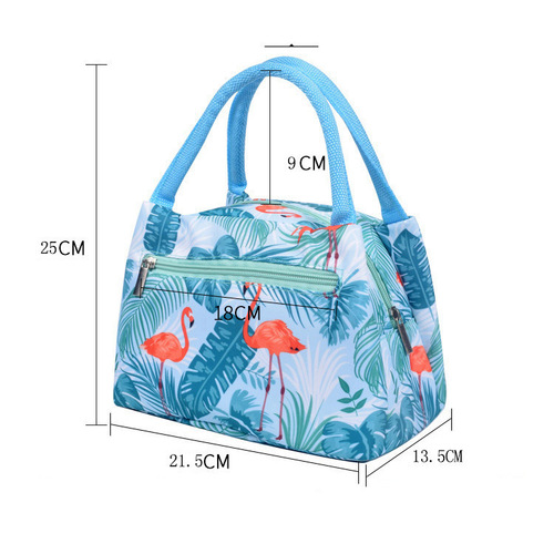 New fashionable zipper portable thermal bag, cartoon waterproof lunch bag for women, lunch bag with aluminum foil insulation