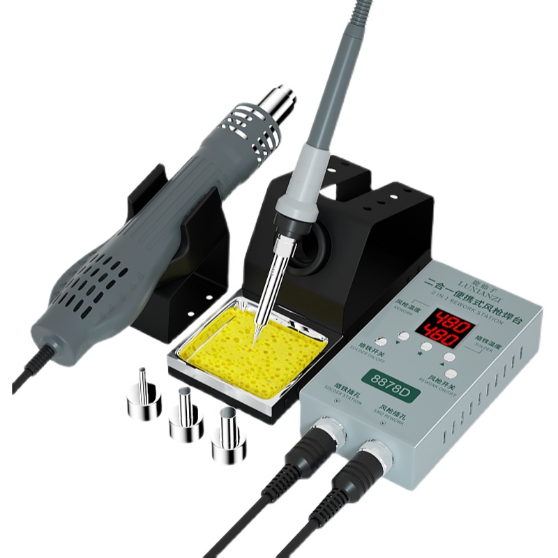 Deer Fairy Pistola de aire caliente Estación de dessoldadura Soldador eléctrico dos en uno 8878 Reparación de teléfono móvil portátil Herramienta de mesa de soldadura de aire caliente