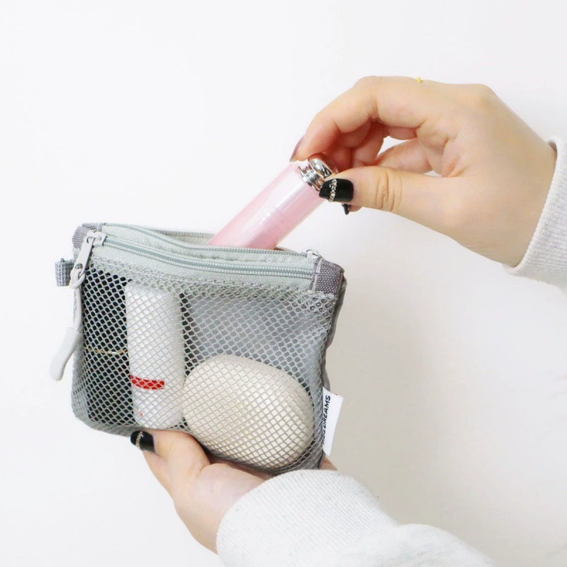 Портативная сетчатая сумка с двухслойной молнией, мини-сумка для хранения вещей для студентов, кошелек для мелочи, органайзер для косметики и мелких предметов, удобная сумка.