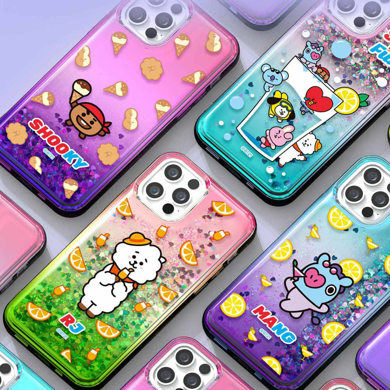 BT21BTS bulletproof youth group sweet glitter quicksand mobile phone case protective cover for Apple iphone13