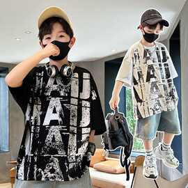 男童夏装短袖洋气t恤男孩中大儿童酷帅气纯棉半袖夏季上衣服潮牌T