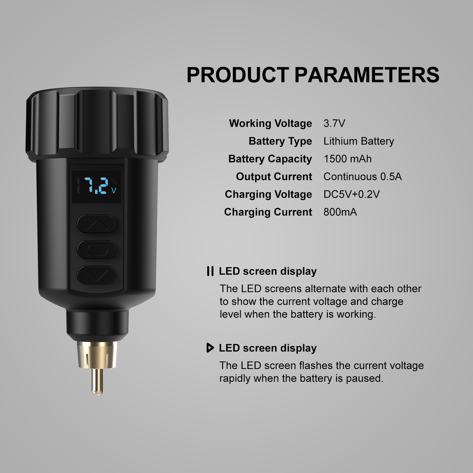 Fuente de alimentación inalámbrica para tatuajes RCA batería 1500mAh pluma de tatuaje de gran capacidad Fuente de alimentación portátil