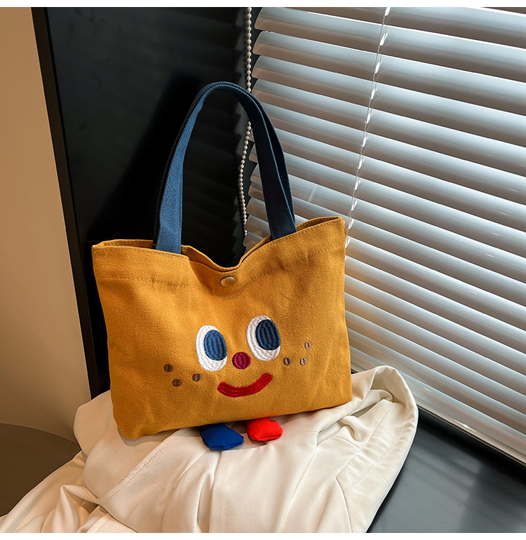 ins mini canvas bag, cute peach tote bag, Korean girl snack bento small bag canvas bag wholesale undefined