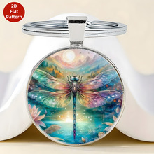 亚马逊热卖绚丽蜻蜓蝴蝶批发时光宝盒吊坠挂饰挂件工厂直销钥匙扣