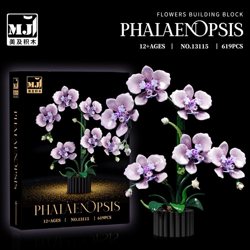 Bloques inmortales ramo de flores de otoño orquídeas orquídeas juguetes para niños adornos 520 regalos del día del maestro de San Valentín