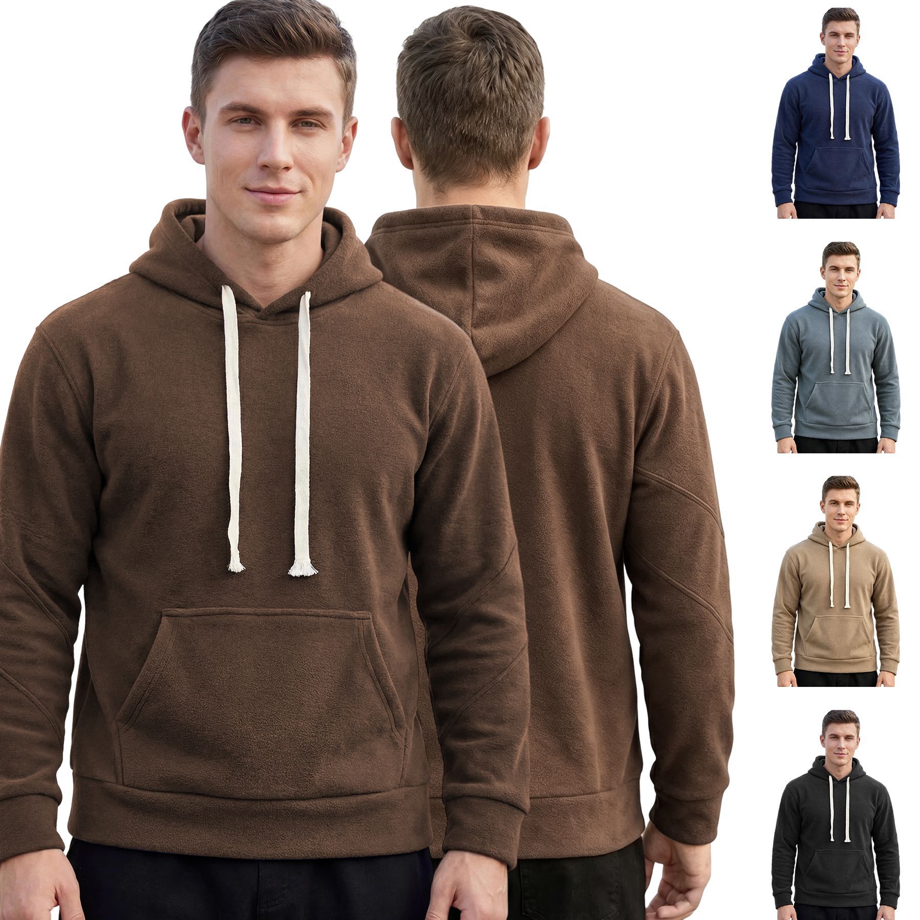 Hombres transfronterizos Europeos y estadounidenses otoño y invierno nuevo pesado hookah encapuchado camisa deportiva casual de pelusaje grueso