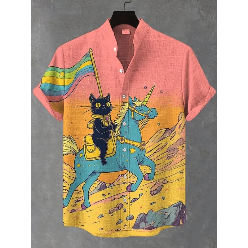 Funny Men's Cat Drinking Beer Shirt 3D Printed Hawaiian Shirt Summer Men's Women's Short Sleeve Shirt Funny Men's Cat Drinking Beer Shirt 3D Printed Hawaiian Shirt Summer Men's Women's Short Sleeve Shirt
