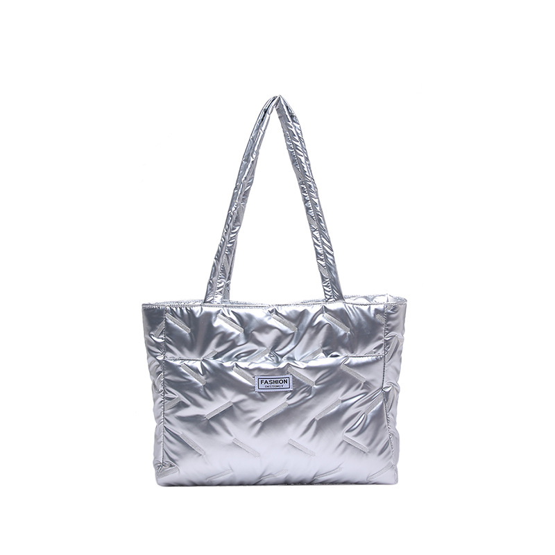 Bolsa de hombro de algodón de perla plegable para mujeres 2024 otoño y invierno nueva bolsa de transporte de pluma de moda de gran capacidad bolso especial